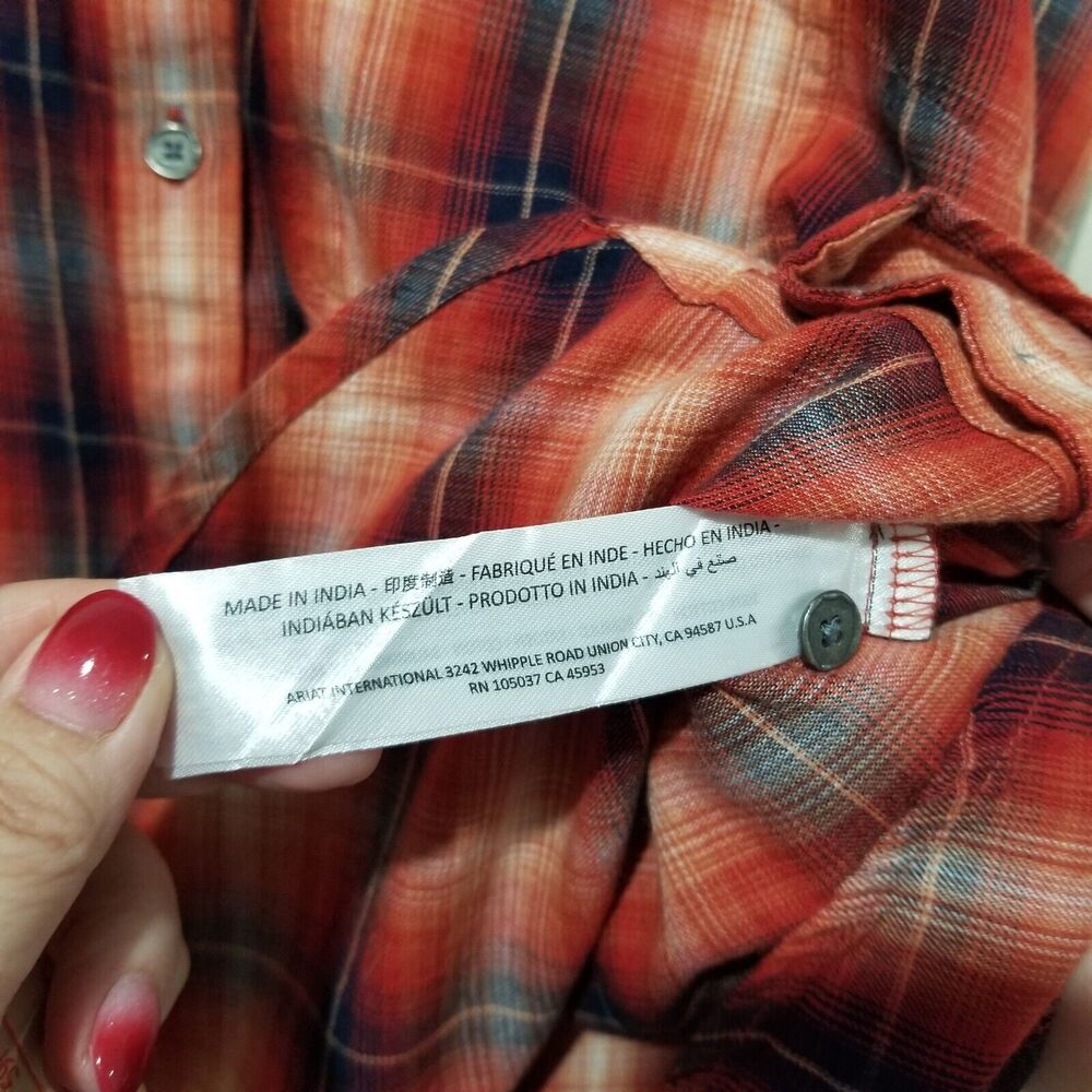 Ariat Western Shirt Womens Small Plaid Button Down Rodeo rockabilly biker - Picture 10 of 14